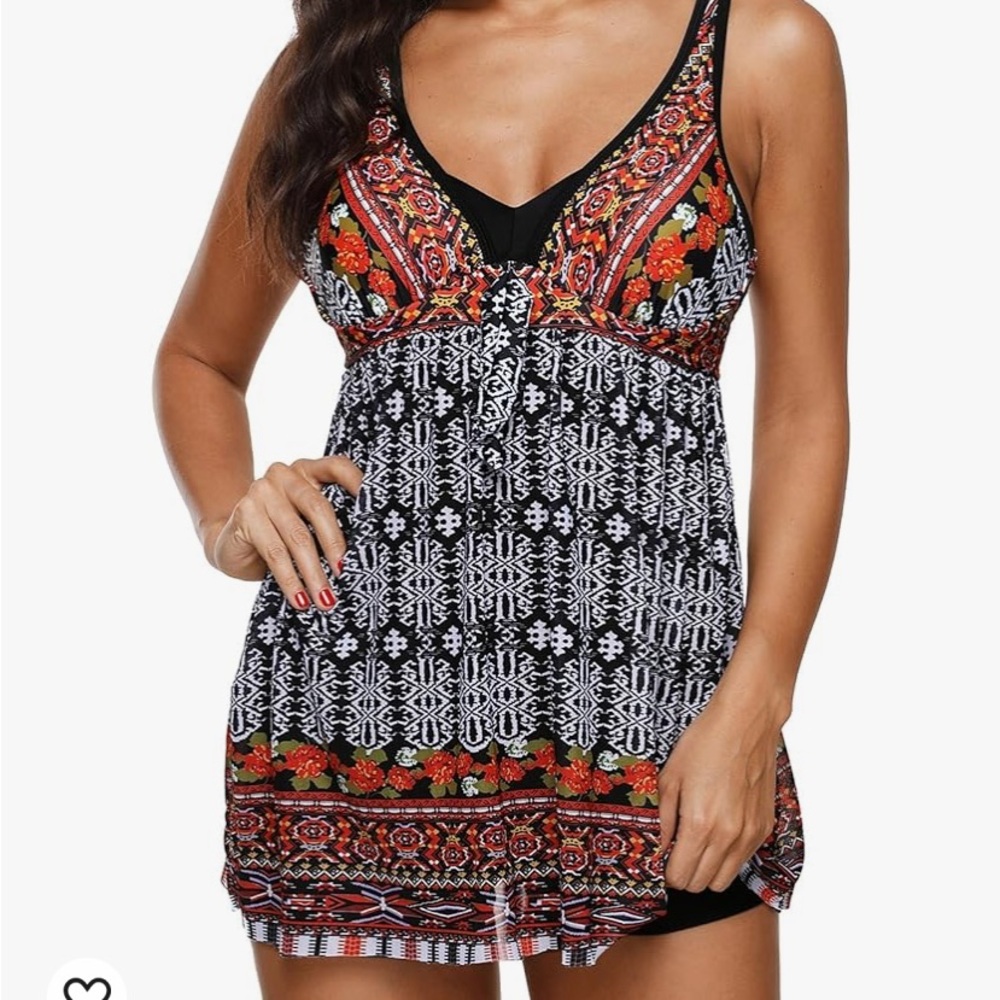 Womens Swim Dress Tummy Control Boyleg Bathing Suit (fits like US 10-12)EUC